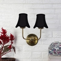 Devansh Dual Gold Metal  Wallmounted Lamp With Cotton Gold Metal  Shade