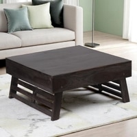 Bradford Sheesham Wood Coffee Table With Foldable Legs In Mahogany Finish