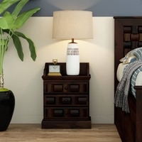 Woodway Solid Wood Bedside Table in Walnut Finish