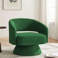 Aracell Swivel Solid Wood Round Chair in Green Colour