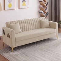 Daraco Velvet 3 Seater Sofa in Cream Color