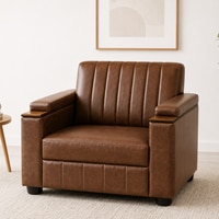 Futon 1 Seater Sofa in Leatherette Brown Color