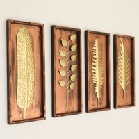 MDF Abstract Metal Wall Decor in Gold Set of 4