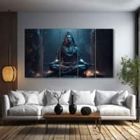 The Castle Decor Lord Shiva Wall Painting Wooden Framed 27x48 Inch (Style 8)