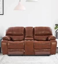 Tigris Leatherette 2 Seater Manual Recliner Sofa in Brown