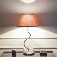 Lysandra Zigzag Table Lamp In Antique Brass Finish With Beige Cotton Shade
