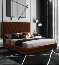 Vincent Engineered Wood Queen Size Non Storage Bed In Honey Oak Finish