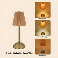 Rechargeable Touch Table Lamp Orange Shade with 15 Hour Battery Backup