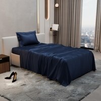 Stoa Paris Single Bedsheet with 1 Pillow Cover sheet with Mystique Blue