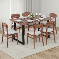 Aquila Live Edge 6 Seater Dining Table With Set Of 6 Vivien Chairs