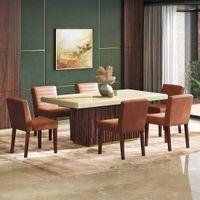 Gabriele Onex 6 Seater Pedestal Dining Table With Set Of 6 Ludo Dining Chairs