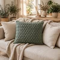 Criss Cross Deep Lichen Green Decorative Cushion Cover 16 x 16 Inches