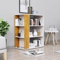 Hexa Engineered Wood Bookshelf Multipurpose Storage Rack in Frosty White and Giant Wood Colour