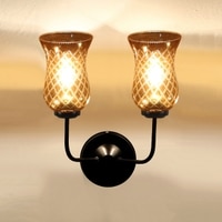 Devansh Metal Electric Wall Light in black Colour with Lavender Shade Count of 2 Lights