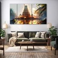 The Castle Decor Temple Wall Painting Wooden Framed 27x48 Inch (Style 2)