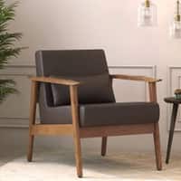 Brooks Armchair Teak Wood In Natural Finish with Espresso Brown Colour