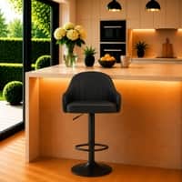 Doe Buck Faux Leather Adjustable Bar Stool in Black Colour