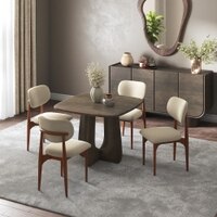 Aero Solid Wood 4 Seater Dining Table With Ollie Dining Chair