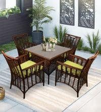 Taree  Wicker Table And Chair Set In Brown Dual Tone Finish