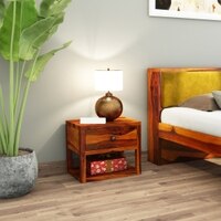 Stanfiled Solid Wood Bedside Table in Honey Finish