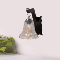 Devansh Solid Wood Electric Wall Light in Brown Colour with Transparent Shade Count of 1 Light