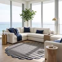 Jaipur Rugs Striped Wool 6x6 Feet Ebony And White Dhurrie Carpet For Living Room And Home