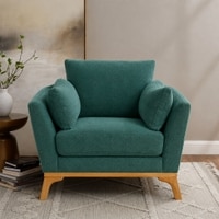 Lorentz Boucle Fabric Lounge Chair in Green Colour