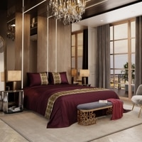 Stoa Paris Satin Bedsheet for Super King Bed (274 cm x 274 cm) with 2 Pillow Covers heet for Royal Treasures Wine