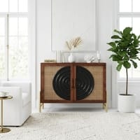 Anaya Solid Mango Wood 2 Door Cabinet With Door In Provincial Teak Finish