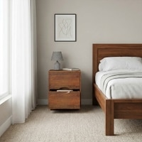 Zephyr Bedside Table in Amber Walnut Finish
