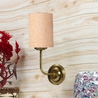 Devansh Metal Electric Wall Light in Gold Colour with Beige Shade Count of 1 Light