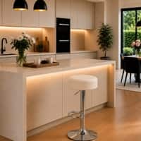 Doe Buck Linon Adjustable Bar Stool in Beige Colour with Chrome Base