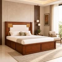 Nayra Solid Wood Comfort Queen Bed Box Storage Provincial Teak Finish Mattress 60 x 78 Inches