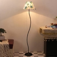 Jasper Multicolour Fabric Floor Lamp with Black Iron Base