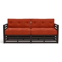 Raymond 3 Seater Wooden Sofa in American Walnut Finish & Lava Colour