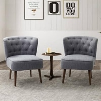 Azal Accent Chair in Grey Colour Set 2 Solid Wood Accent Chair in Grey Colour