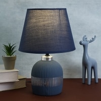 Linear Pattern Artisan Table Lamp Blue Base