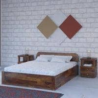 Sleigh Solid Wood Queen Size Storage Bed