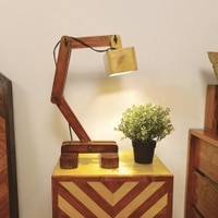 Amelia Brown Wooden Table Lamp with Wooden Lampshade