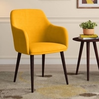 Owen Fabric Lounge Chair in  Matte Mustard Yellow Colour