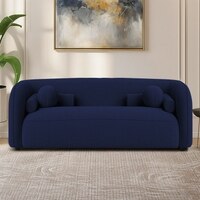 Zenol Boucle Fabric 2 Seater Sofa In Navy Blue
