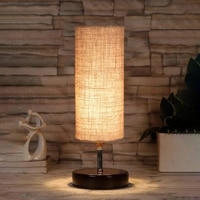 Killian Beige Jute table lamp with brown wood base