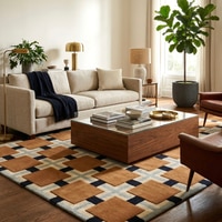 Presto Gold Geometric Hand Tufted Wool Carpet 8X10 Feet
