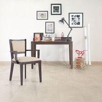 Aurelio Solid Wood Study Chair in Macadamia Brown Hopsack Weave Colour with Mahogany Finish