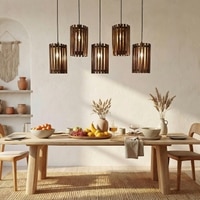 Hexa 5 Series Brown Solid Wood Cluster Hanging Light