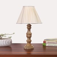 Devansh Off-White Cotton Vintage  Lamp With Wood Base (12X19)
