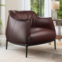 Odette Lounge Chair In Burgundy Leather