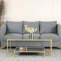 Bridgeview Glass Coffee Table In Gold Finish