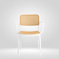Kepler Brooks Zen Cafeteria Dining Chair With Arms in White Colour