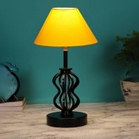 Talia Yellow cotton Table lamp with Iron Base
